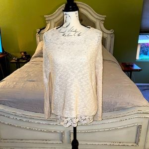 FOREVER21 cream colored “crochet-like” style. Lace edge at the bottom.